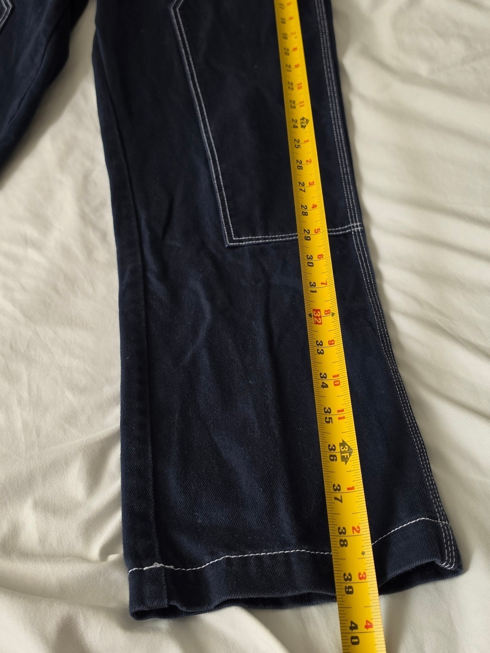 Zara High Rise Carpenter Pants Dark Blue Size 31 - Picture 10 of 11